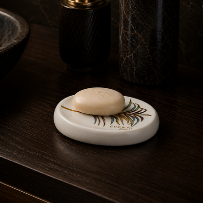 Ceramic Bathroom Set with Artistic Leaf Design - Set of 4