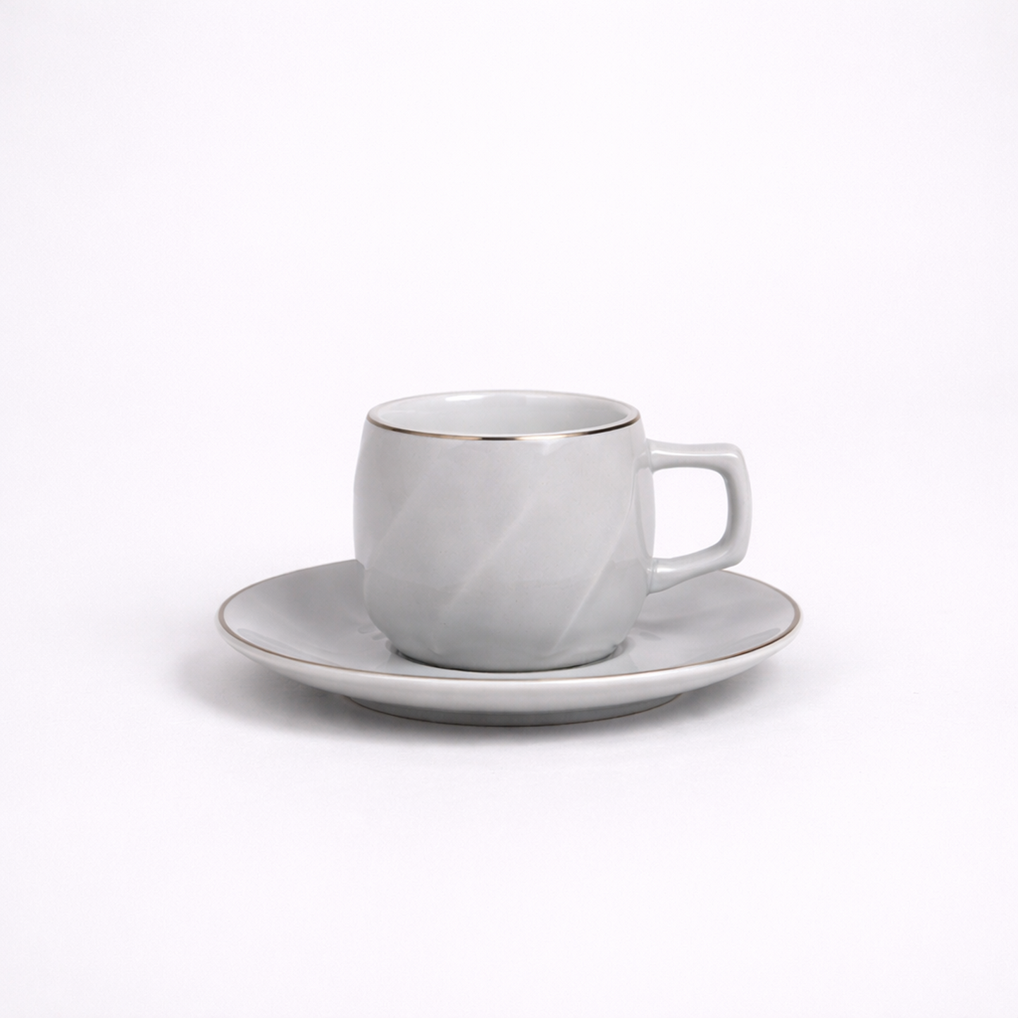 Luxury Gold Rim Ceramic Mug & Saucer - Set of 6