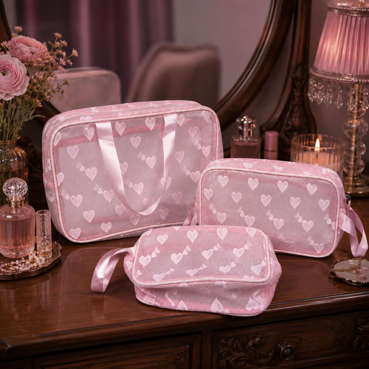 KokoSmile Clear Travel Wash Bag Set – Waterproof Organizer Set of 3
