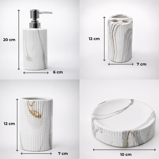 Elegant Ceramic Bathroom Accessories with Gold Finish – Set of 4
