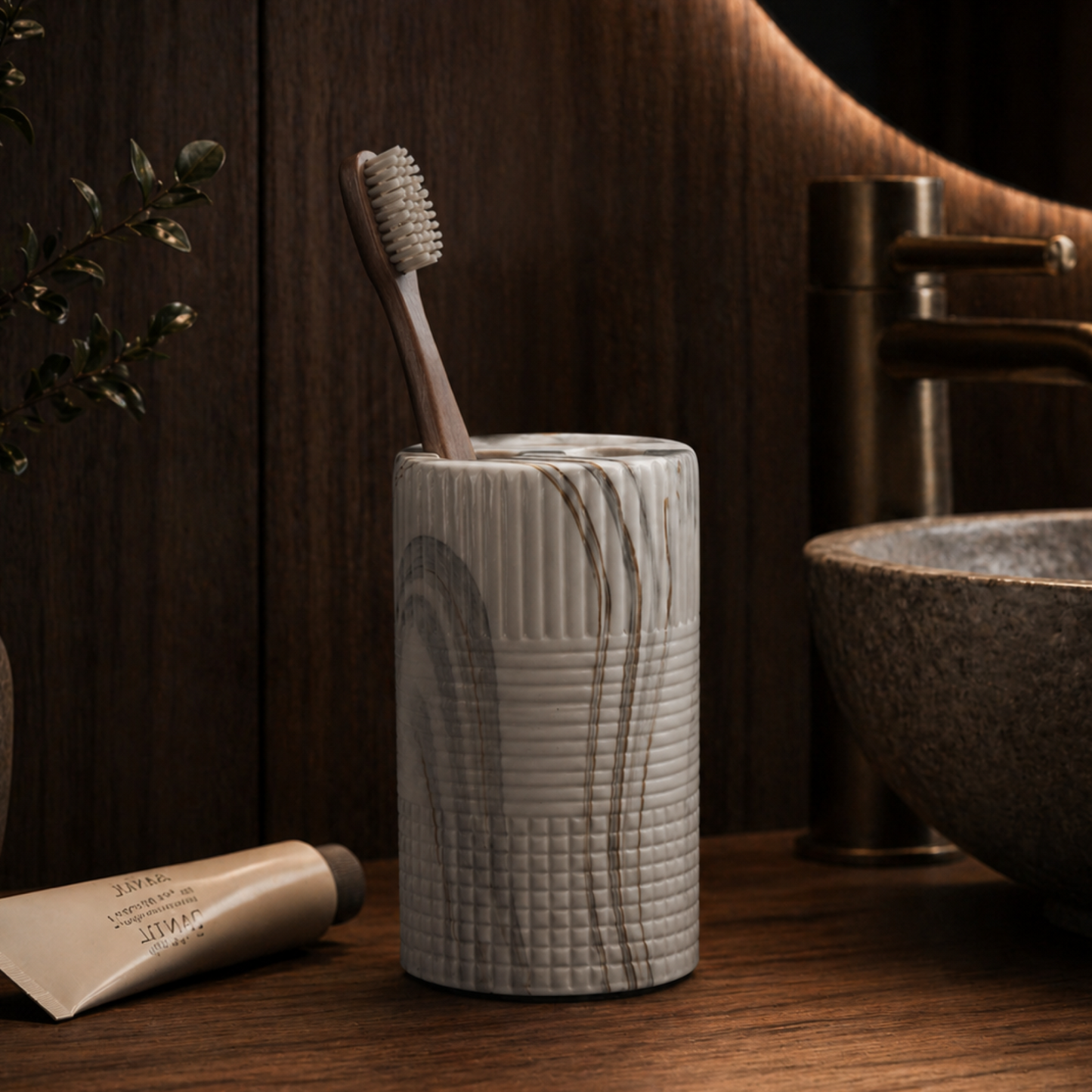 Elegant Ceramic Bathroom Accessories with Gold Finish – Set of 4