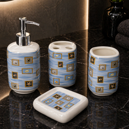 Premium Ceramic Sea Shell Bathroom Accessories Set of 4