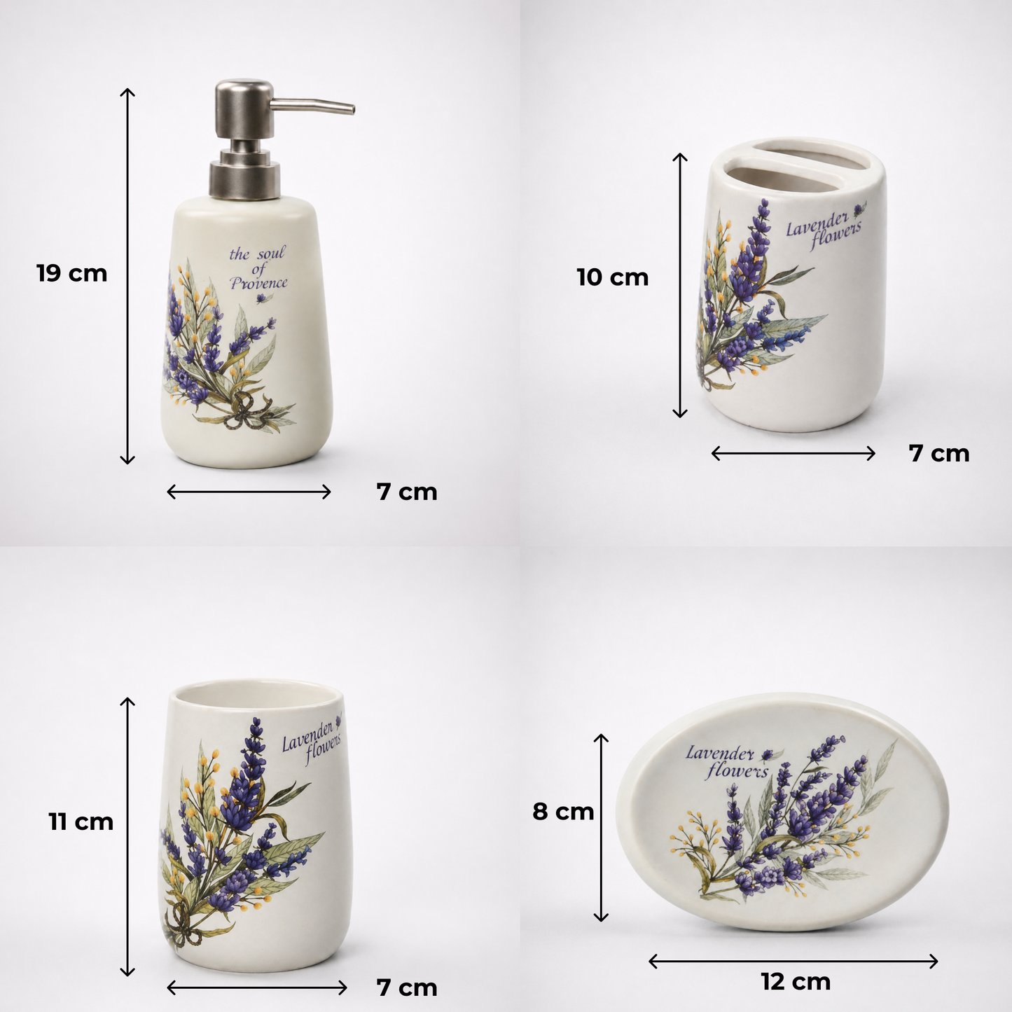 Premium Ceramic Lavender Bathroom Accessories Set – 4 Pieces