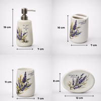 Premium Ceramic Lavender Bathroom Accessories Set – 4 Pieces