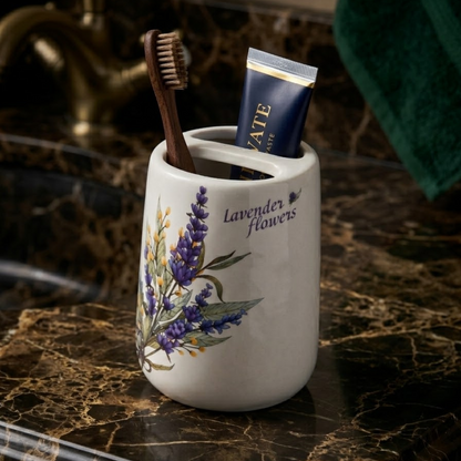 Premium Ceramic Lavender Bathroom Accessories Set – 4 Pieces