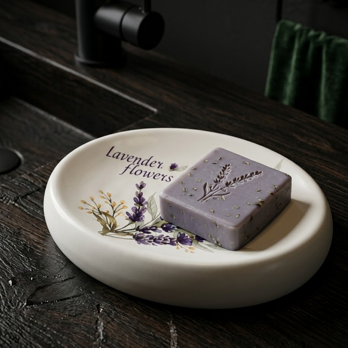 Premium Ceramic Lavender Bathroom Accessories Set – 4 Pieces