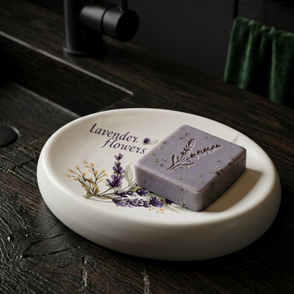 Premium Ceramic Lavender Bathroom Accessories Set – 4 Pieces