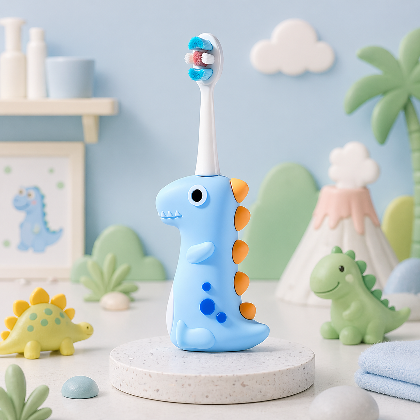 Kids Soft Bristle Dino Cartoon Toothbrush for Boys & Girls (3-6Y)