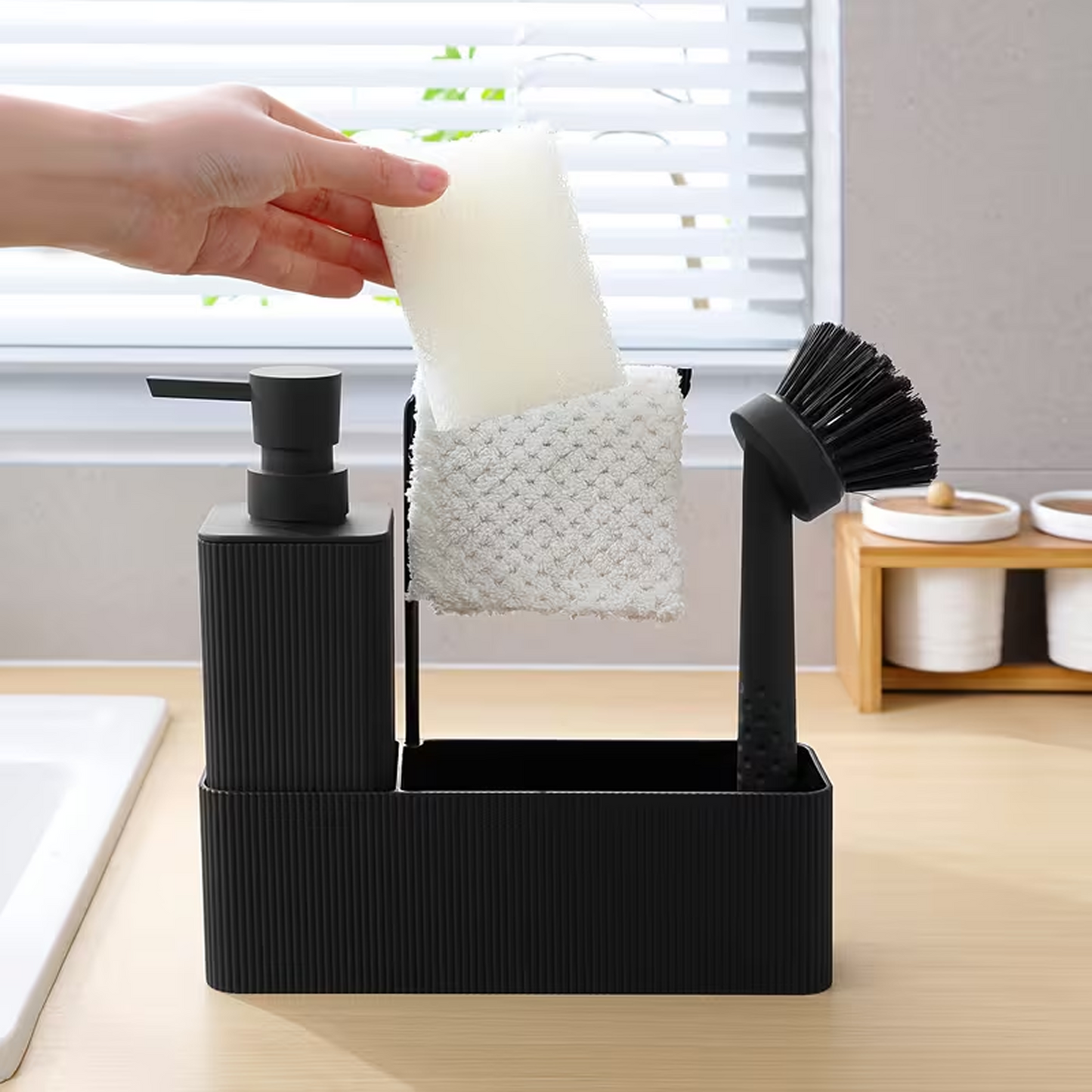 Premium ABS 4-in-1 Kitchen Soap Dispenser with Sponge Holder