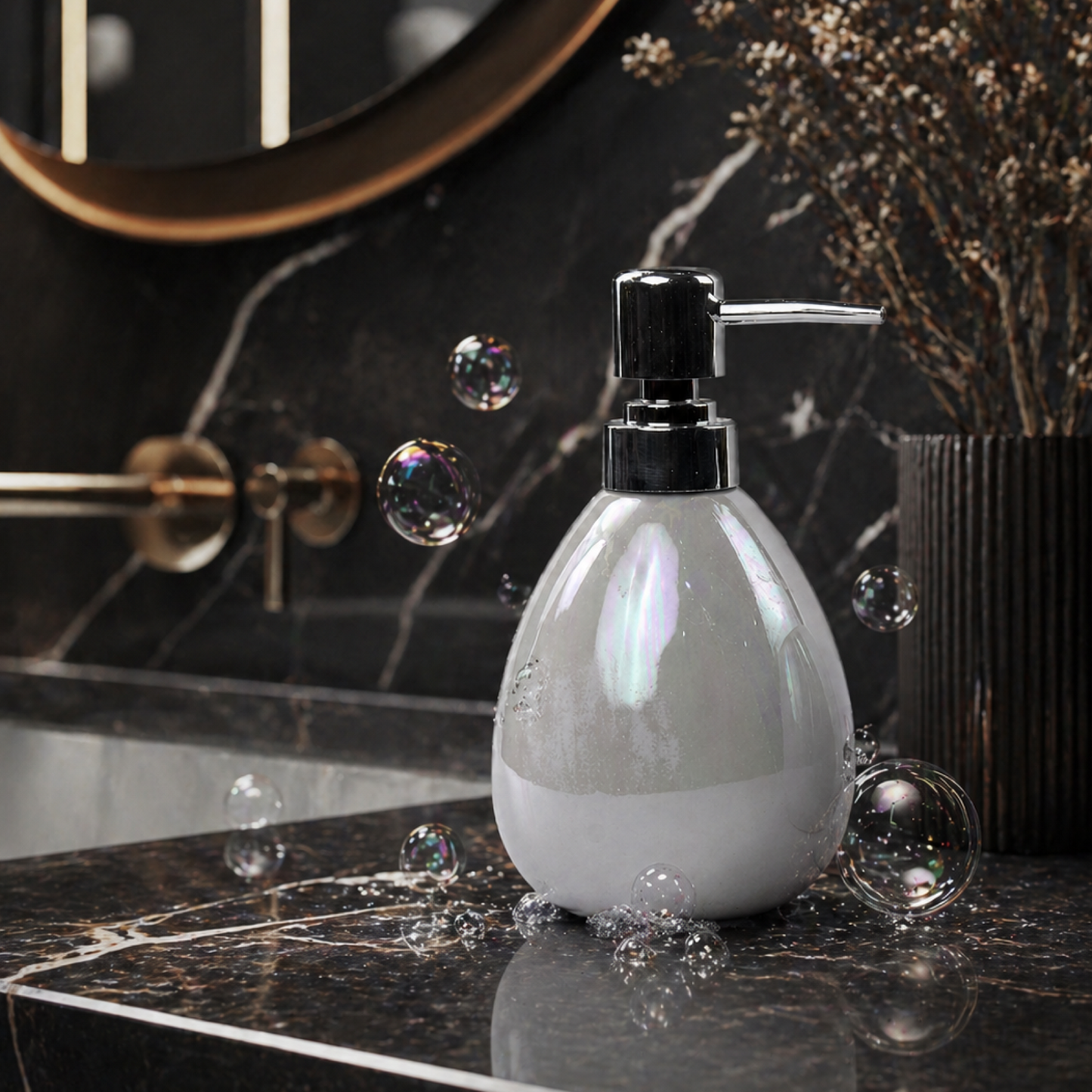 Pearl White Ceramic Bath Accessories Set with Gloss Finish - 4 Pieces