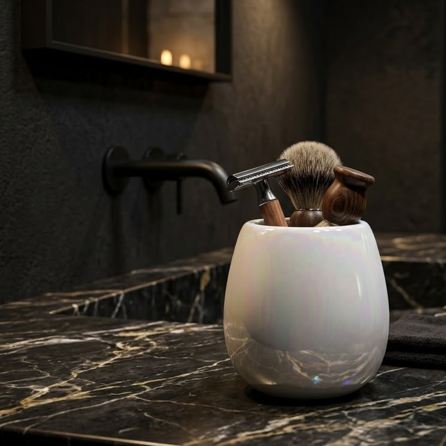 Pearl White Ceramic Bath Accessories Set with Gloss Finish - 4 Pieces