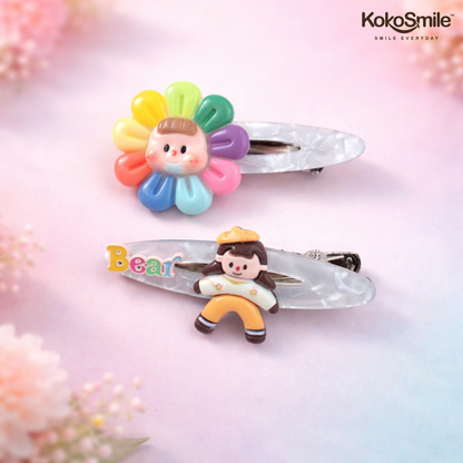 Cute Character Hair Snap Clips for Everyday Styling - Pack of 2
