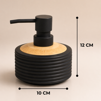 Unbreakable Matte Ribbed Soap Dispenser with Wooden Top 390ml