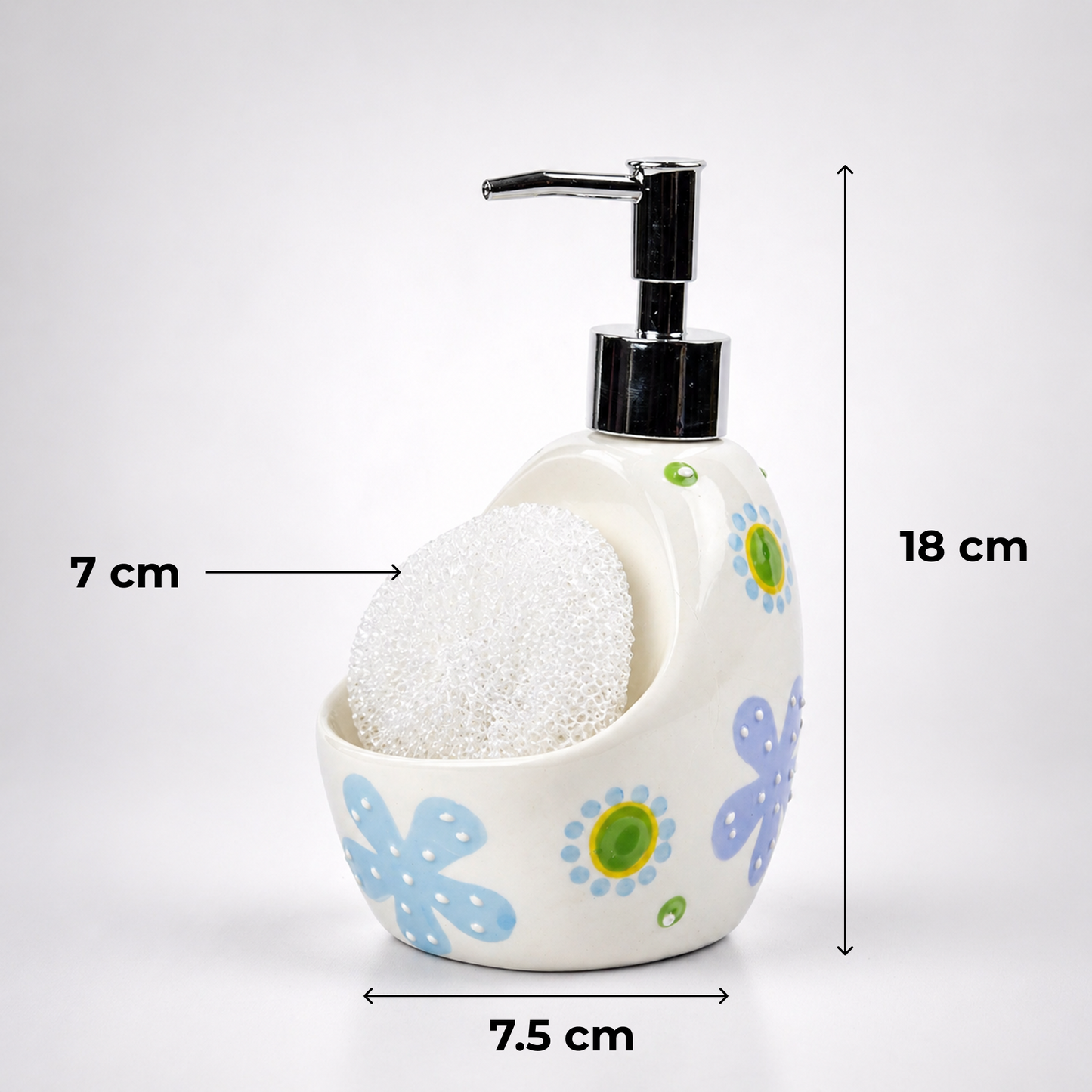 Ceramic Soap Dispenser with Sponge Holder for Kitchen