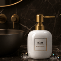 Elegant Ceramic Soap Dispenser with Golden Pump - 400ml