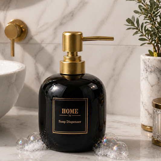 Elegant Ceramic Soap Dispenser with Golden Pump - 400ml