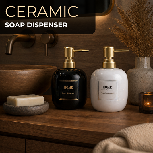 Elegant Ceramic Soap Dispenser with Golden Pump - 400ml