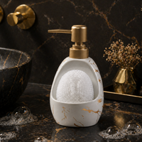 Ceramic Marble Soap Dispenser with Sponge Holder for Bathroom