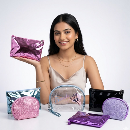 KokoSmile Glam Makeup Pouch Set – Transparent Travel Bags Set of 3