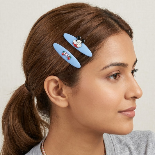 Mickey Mouse Hair Snap Clips for Girls Cute Hairstyles - Set of 2
