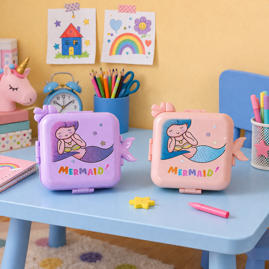 Mermaid Kids Lunch Box with 3 Compartments for Kids - 1590ml