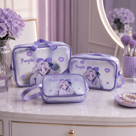 KokoSmile Clear Cosmetic Travel Organizer Bags – Waterproof Set of 3