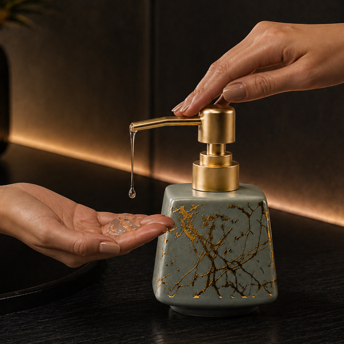 Ceramic Marble Textured Soap Dispenser - 350ml
