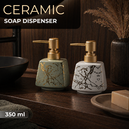 Ceramic Marble Textured Soap Dispenser - 350ml