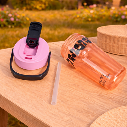 Cute Tritan Water Bottle with Straw & Handle - 800ml