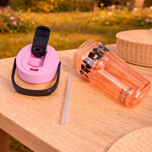Cute Tritan Water Bottle with Straw & Handle - 800ml