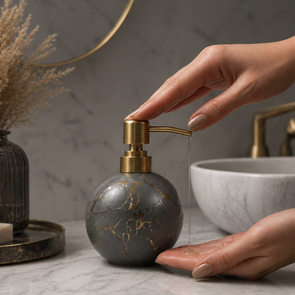 Ceramic Gold Marble Soap Dispenser - 250ml