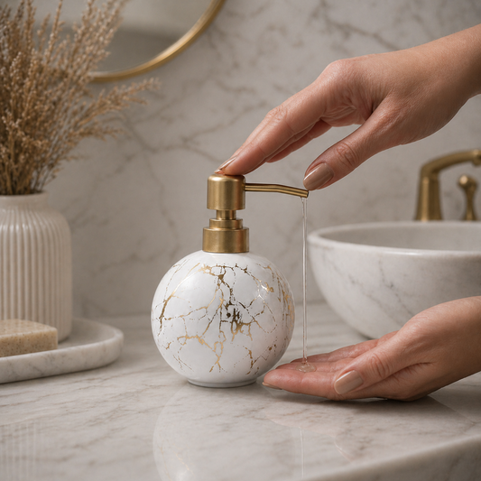 Ceramic Gold Marble Soap Dispenser - 250ml