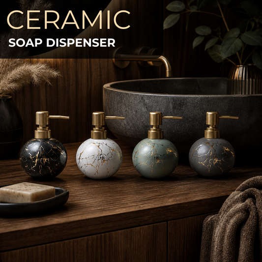 Ceramic Gold Marble Soap Dispenser - 250ml