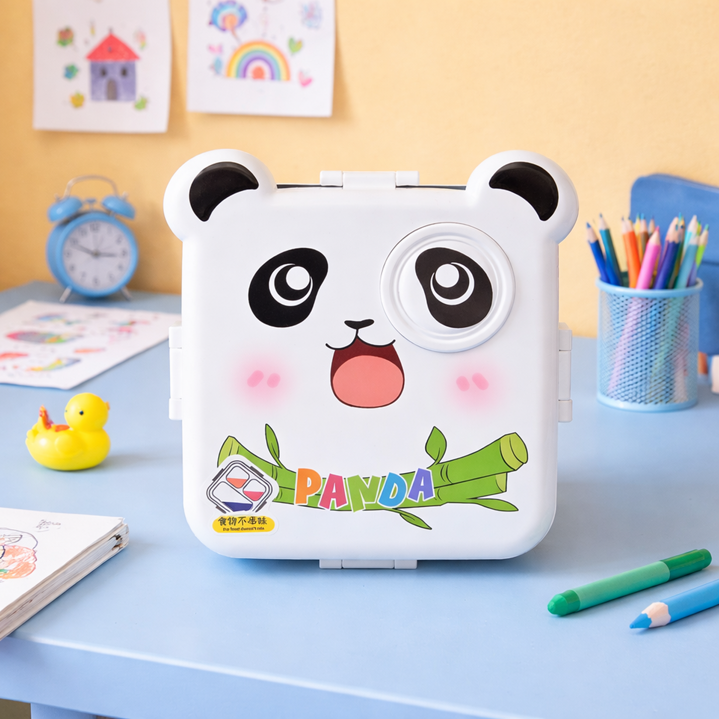 Cute Panda Stainless Steel Lunch Box with 3 compartments for Kids – 1120ml