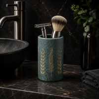 Nature-Inspired Ceramic Bathroom Accessories Set with Leaf Design (4Pcs)