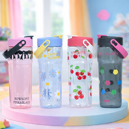 Cute Tritan Water Bottle with Straw & Handle - 800ml