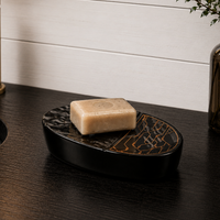 Textured Black & Gold Bathroom Accessories Set for Elegant Spaces (4Pcs)