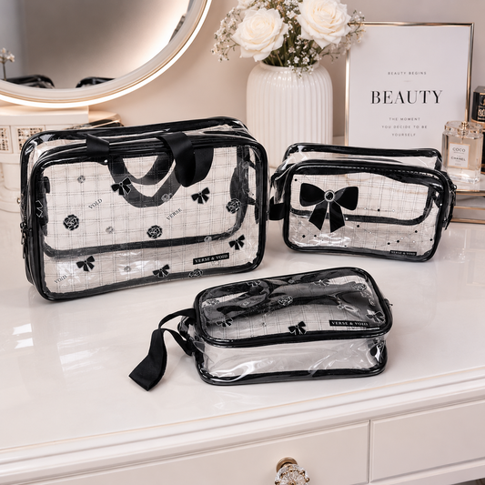 KokoSmile Clear Cosmetic Storage Bags – Travel Organizer Set of 3