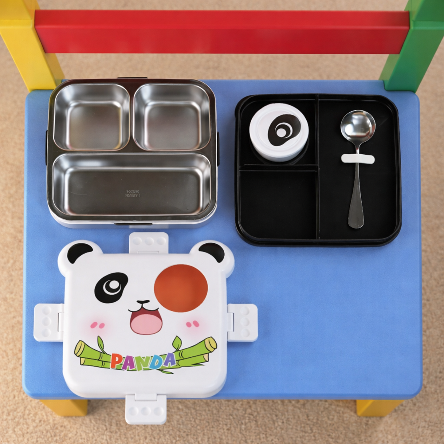 Cute Panda Stainless Steel Lunch Box with 3 compartments for Kids – 1120ml
