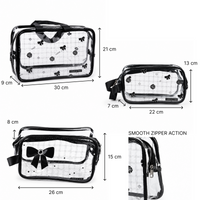 KokoSmile Clear Cosmetic Storage Bags – Travel Organizer Set of 3