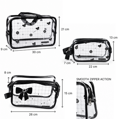 KokoSmile Clear Cosmetic Storage Bags – Travel Organizer Set of 3