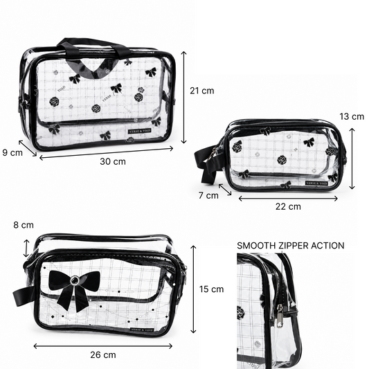 KokoSmile Clear Cosmetic Storage Bags – Travel Organizer Set of 3