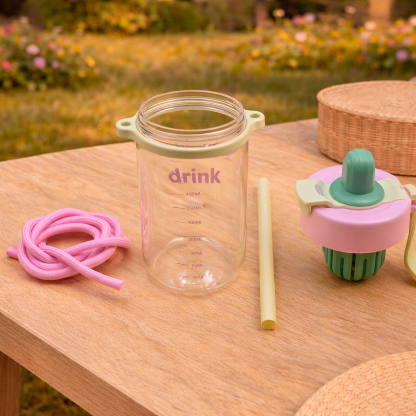 Cute Ice Cream Bottle with Straw Sipper for Kids - 650ml