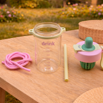 Cute Ice Cream Bottle with Straw Sipper for Kids - 650ml
