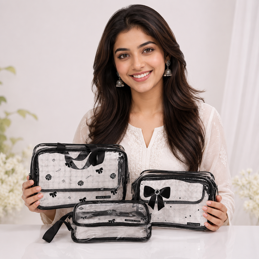 KokoSmile Clear Cosmetic Storage Bags – Travel Organizer Set of 3