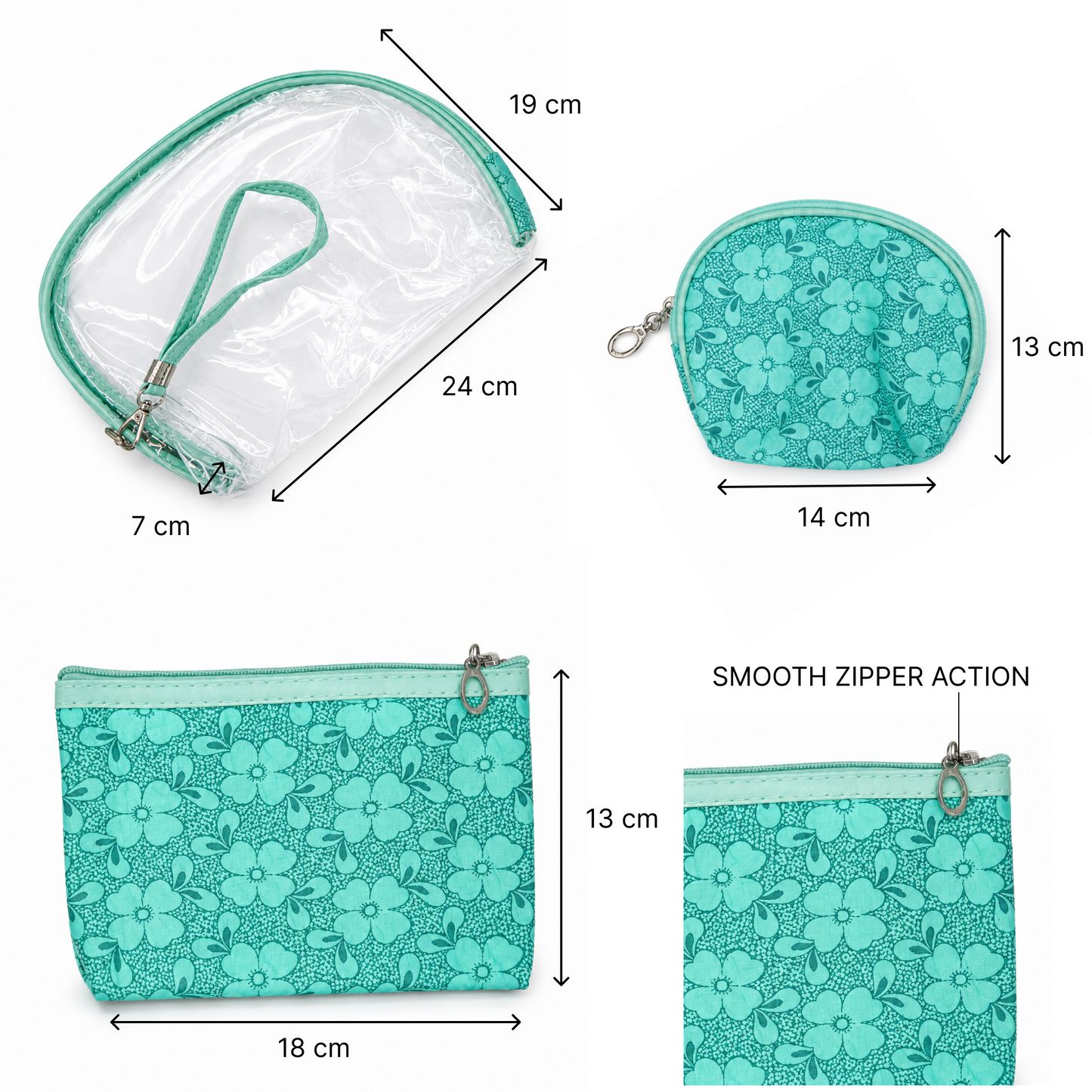KokoSmile Waterproof Clear Travel Pouches – Cosmetic Bags Set of 3