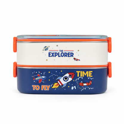 Double Decker Bento Lunch Box with 3 compartments for Kids – 710ml