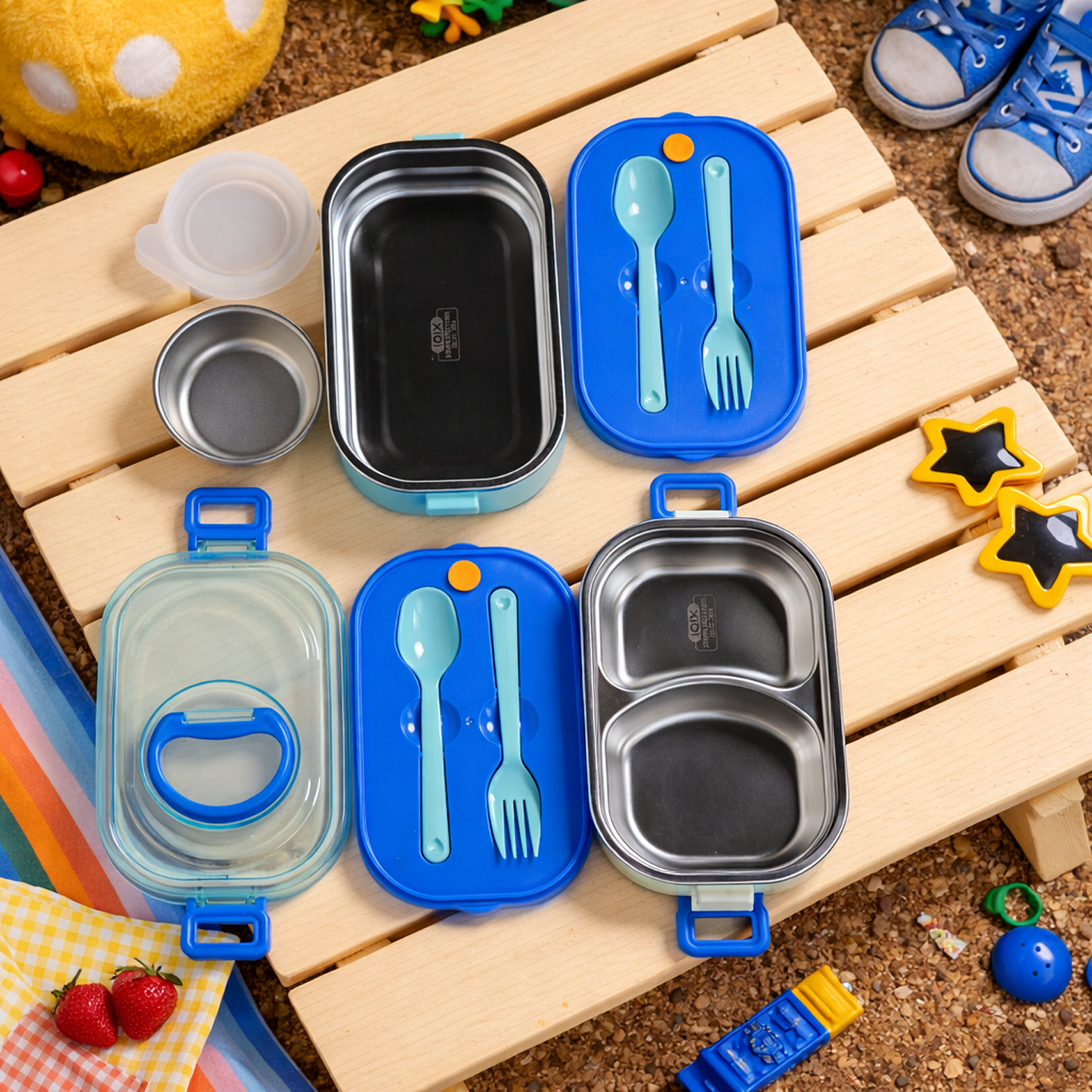 Double Decker Bento Lunch Box with 3 compartments for Kids – 710ml