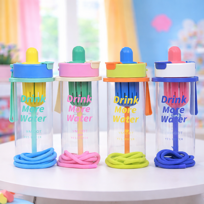 Cute Ice Cream Bottle with Straw Sipper for Kids - 650ml