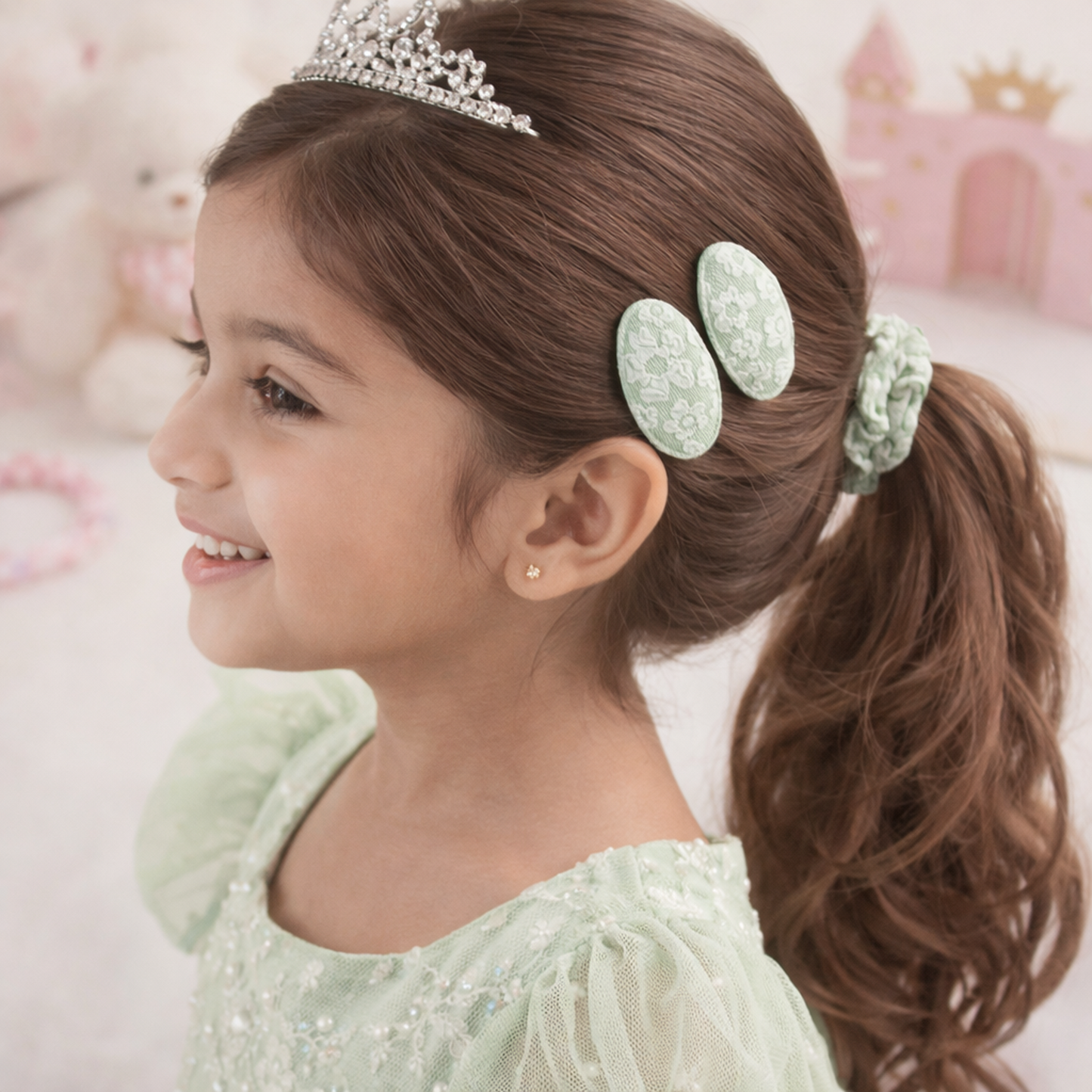 Floral Fabric Snap Clips & Soft Scrunchies Hair Accessory (Set of 4)
